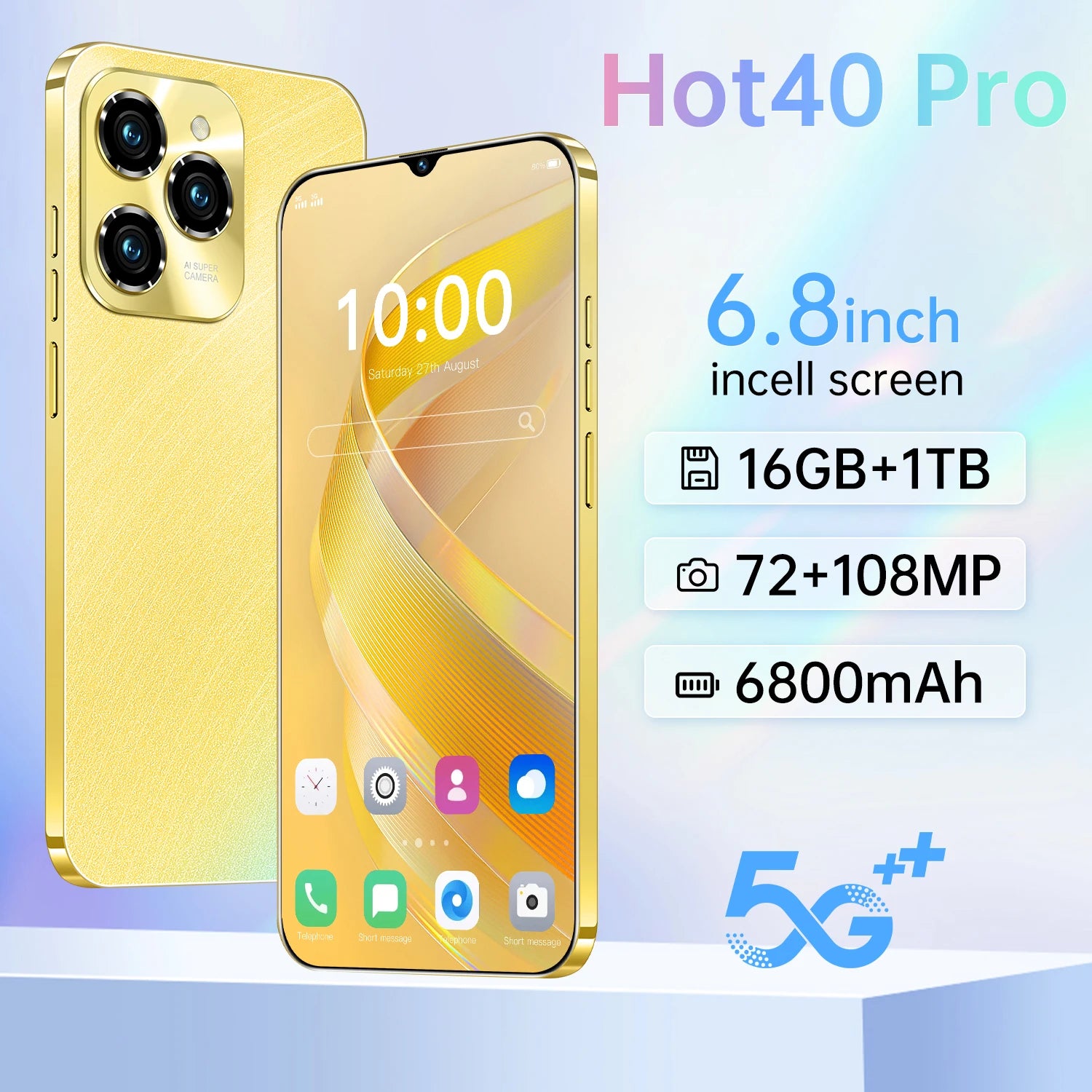 HOT 40 Pro Original Brand New  Smartphone 6.8 inch Full Screen 4G 5G Global Version