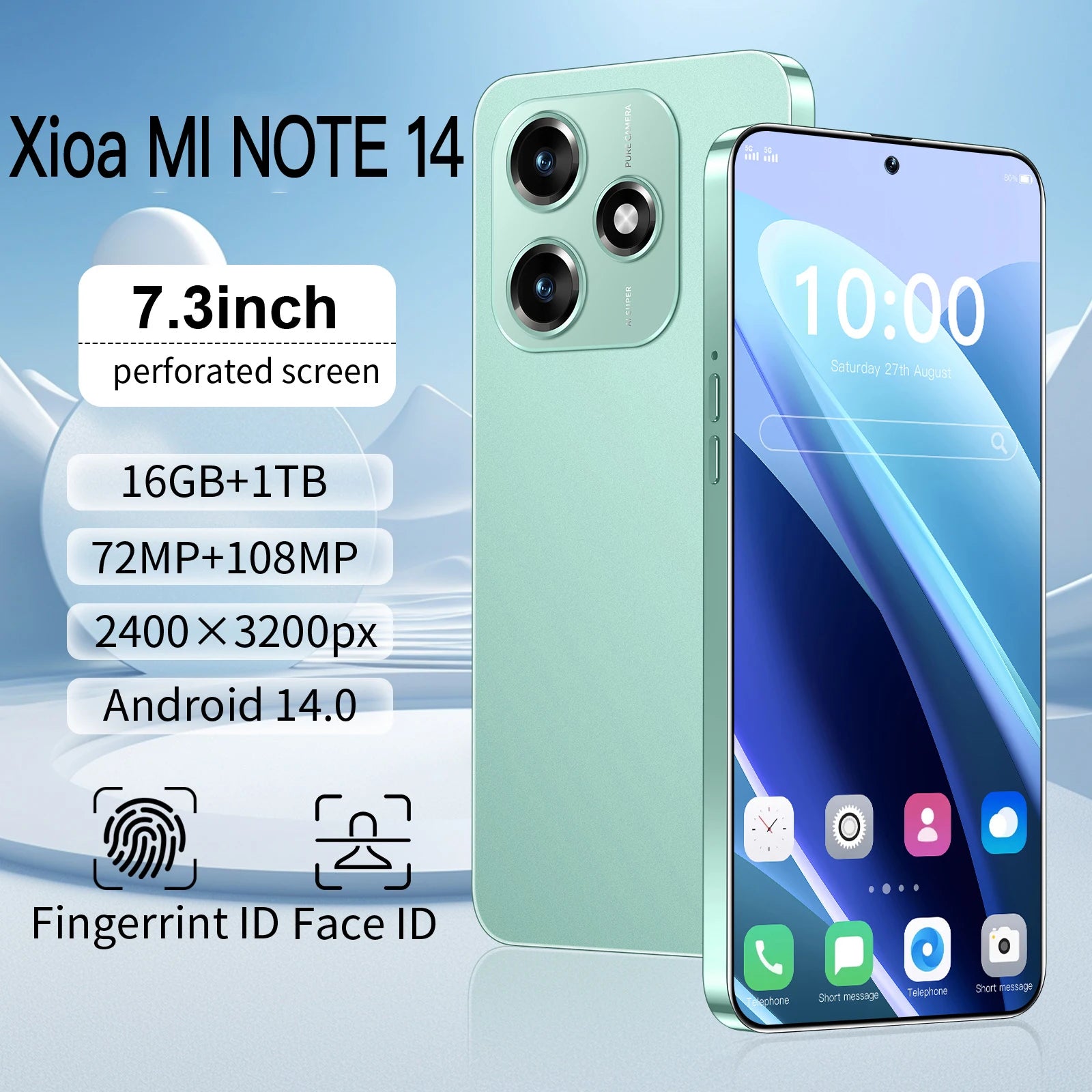 Xioa mi Note14 Smartphone 7.3 inch Full Screen 4G 5G  Phones Global Version