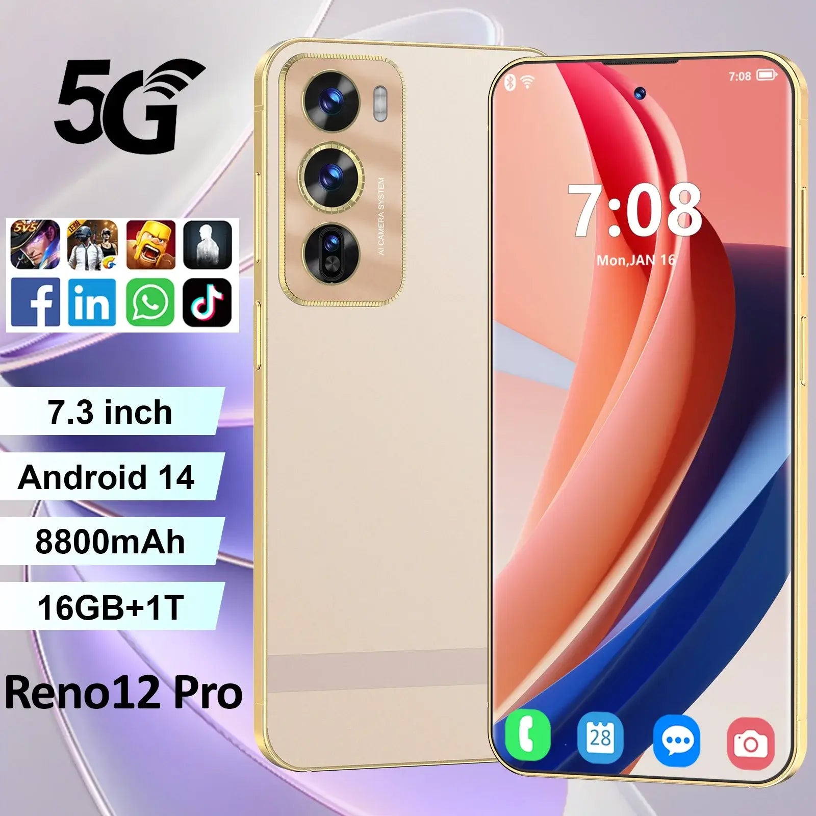 Reno12 Pro Cellphone | 5G 7.3" HD Smartphone | Smart Phones London