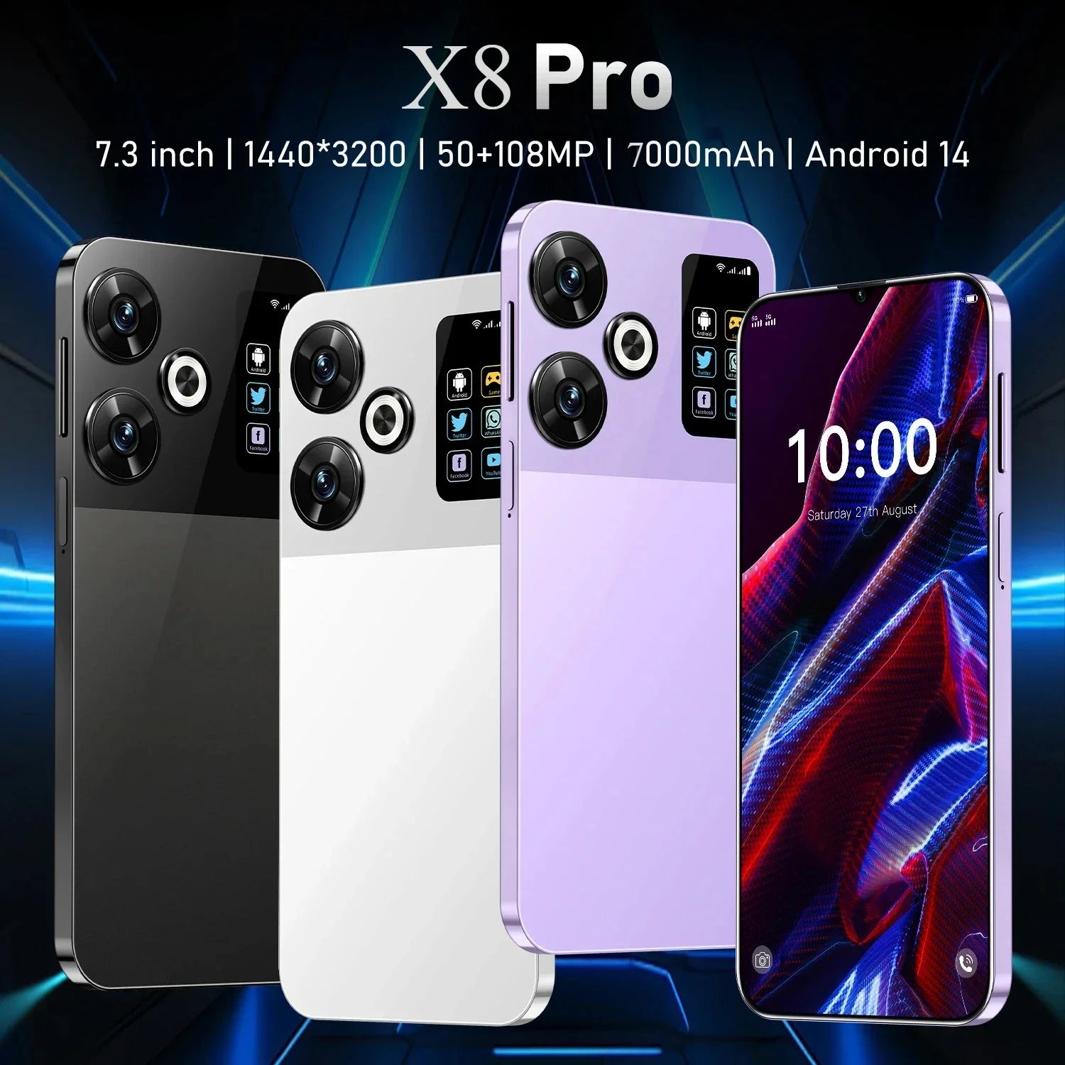 Original X8 Pro 7.3-inch Ultra HD 16GB+1024GB Android Dual SIM