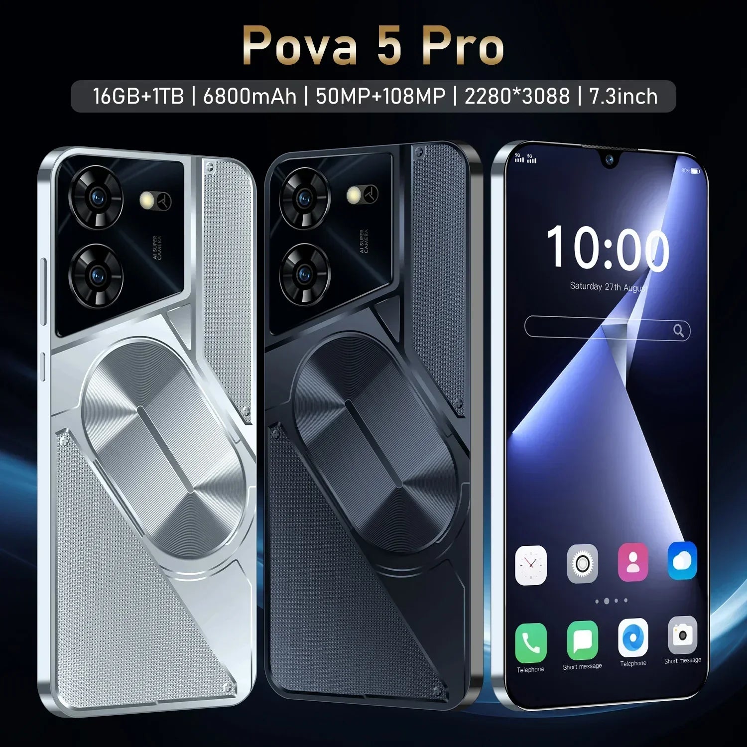 Pova 5 Pro Smartphone 5G 7.3inch Android 14 Snapdragon  Dual SIM Unlocked