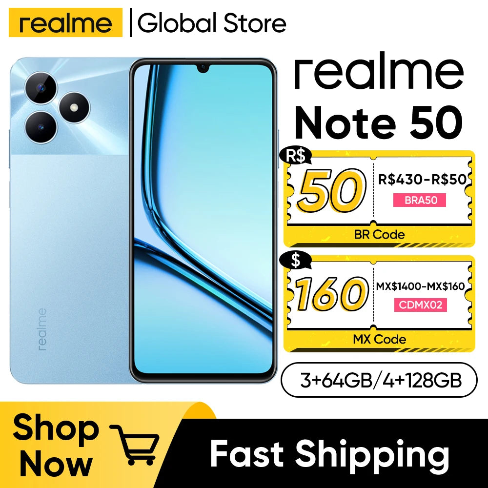 Realme Note 50 Smart Phone 6.74" 90Hz 13MP AI Camera Octa-Core